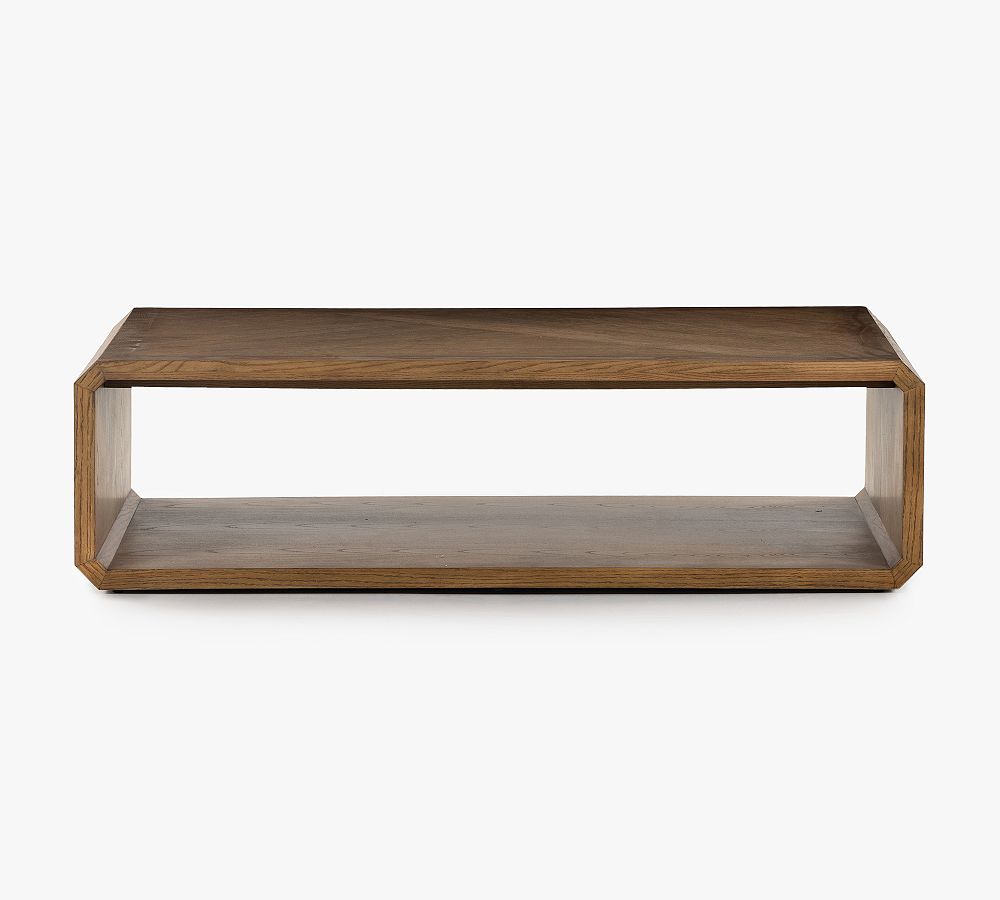 Natural Ash Rectangular Outdoor Wood Coffee Table with Storage