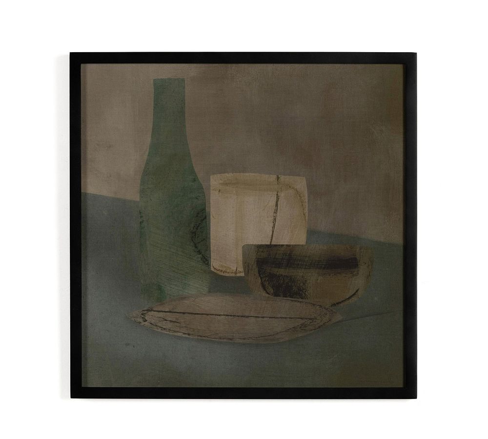 Earthy Minimalist Still Life Canvas Print with Black Frame, 48" x 48"