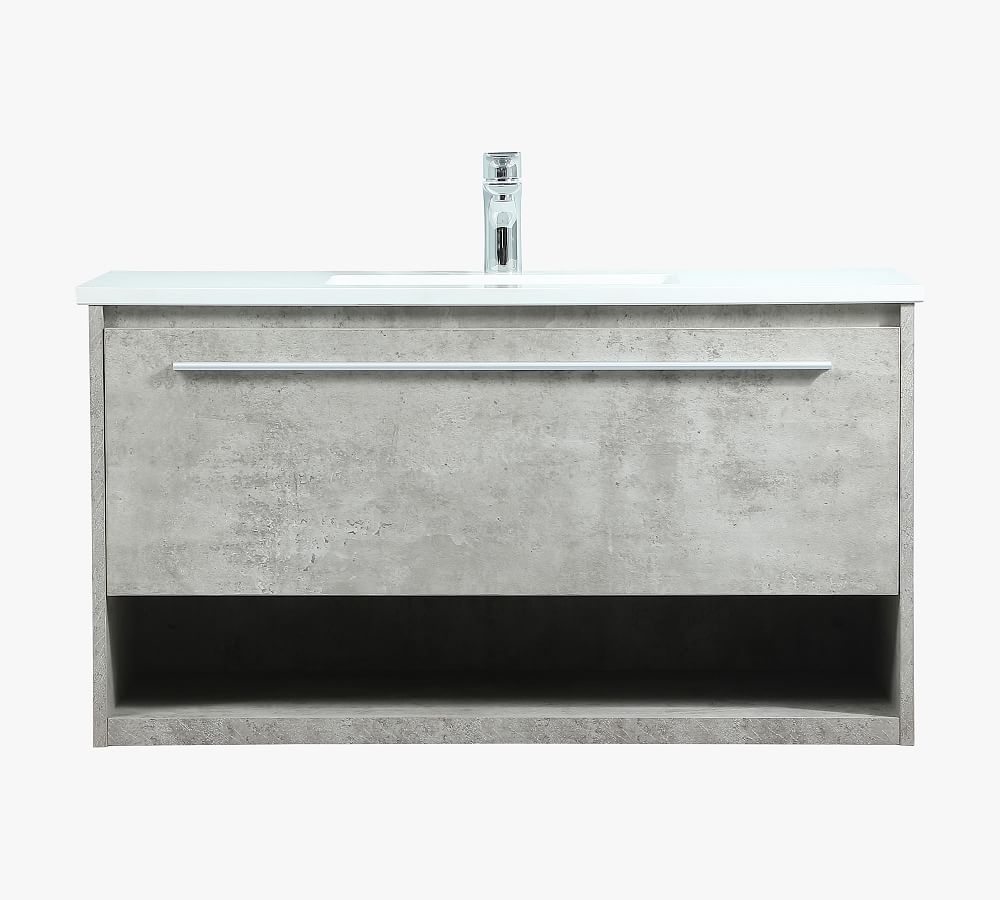 Concrete Gray 36" Single Sink Freestanding Vanity with Marble Top