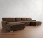 Turner Square Arm Leather Double Chaise Sectional (136&quot;&ndash;169&quot;)