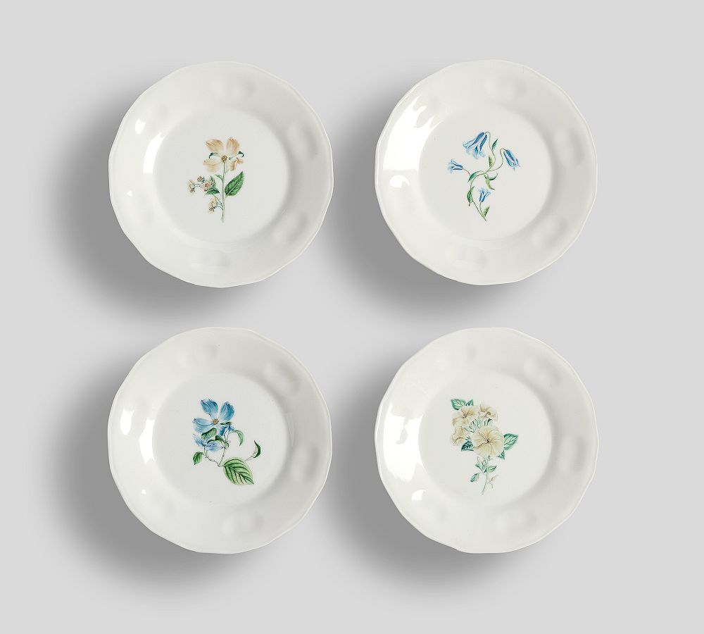 Summer Blossom Outdoor Melamine Appetizer Plates - Mixed Set of 4