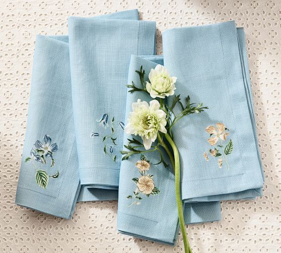 Monique Lhuillier Summer Blossom Cotton Napkins - Mixed Set of 4