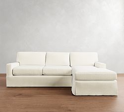 Buchanan Modern Square Arm Slipcovered Chaise Sectional (91&quot;)