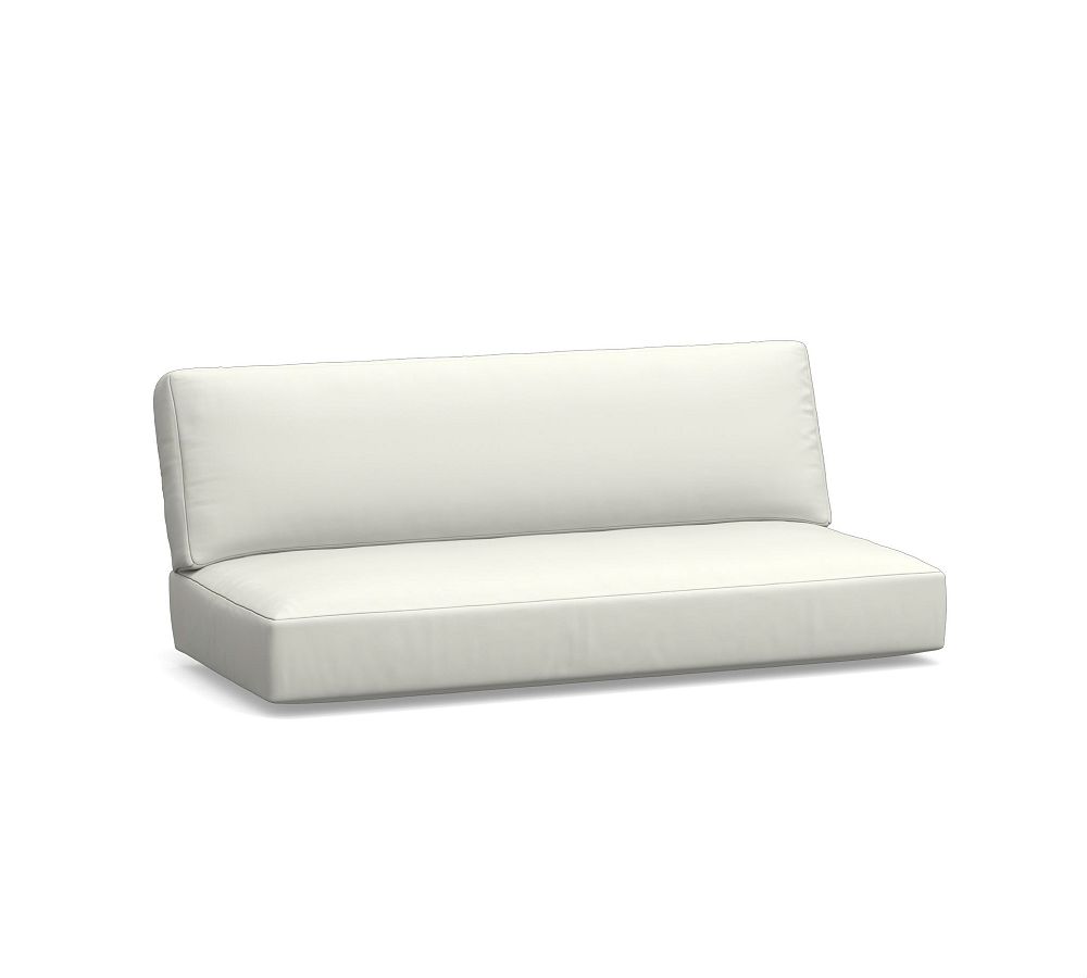 Malibu Metal Platform Armless Outdoor Loveseat Cushion, High Performance Canvas; White