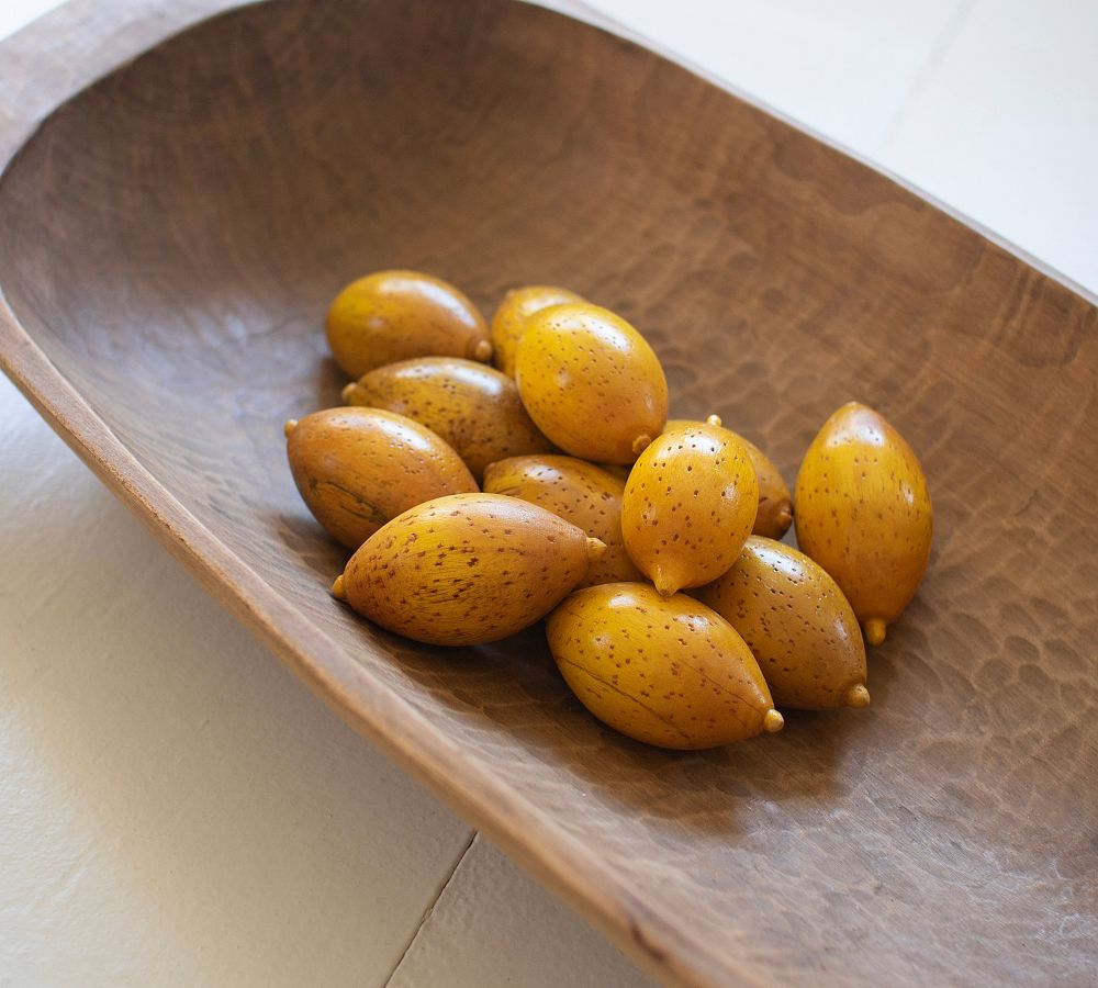 Hand-carved and Painted Wood Lemons, Set of 12