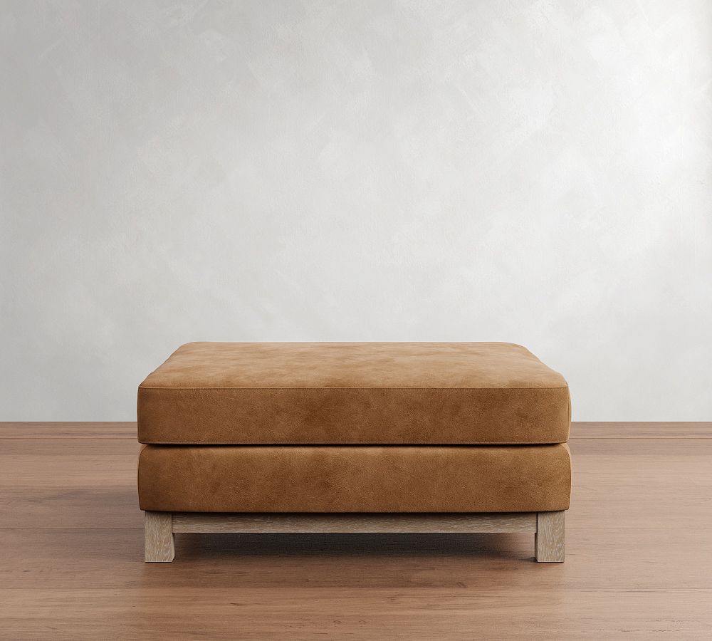 Jake Leather Seadrift Wood Base Sectional Ottoman