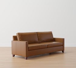 Cameron Square Arm Leather Sofa (62&quot;&ndash;97&quot;)