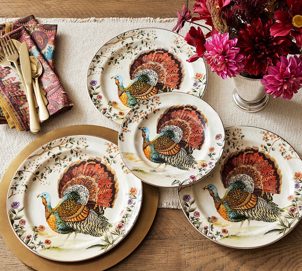 Botanical Harvest Turkey Stoneware 8-Piece Dinnerware Set