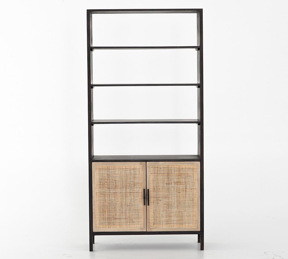 Dolores Cane Open Bookcase with Doors (35&quot;)