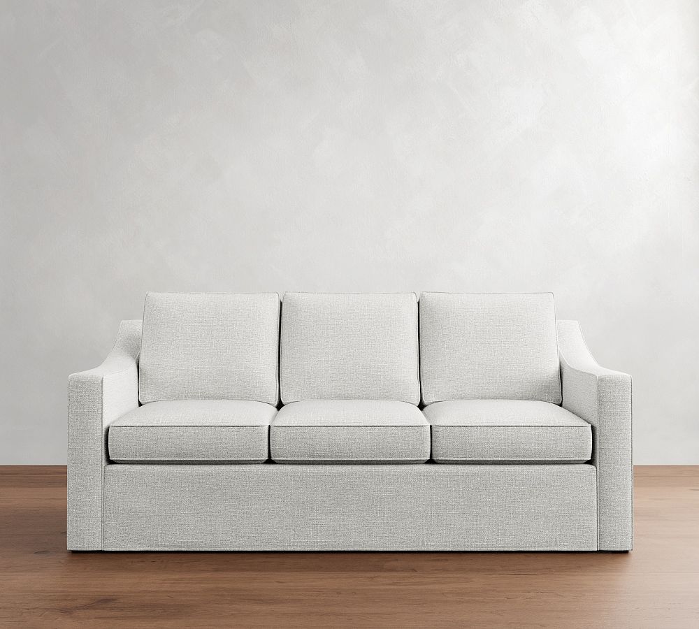 Cameron Slope Arm Slipcovered Sleeper Sofa with Memory Foam Mattress (86&quot;)