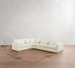 Westwood Fin Arm Deep Seat Flange Edge Slipcovered 4-Piece Curved Wedge Sectional (135&quot;)