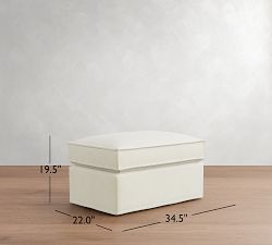 Westwood Slim Arm Deep Seat Flange Edge Slipcovered Ottoman