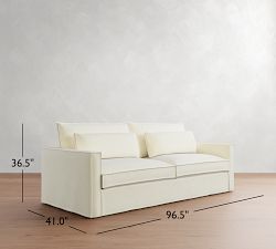 Westwood Slim Arm Deep Seat Flange Edge Slipcovered Sofa (79&quot;-103&quot;)