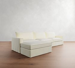 Westwood Square Arm Flange Edge Slipcovered Modular Chaise Sectional (143&quot;)