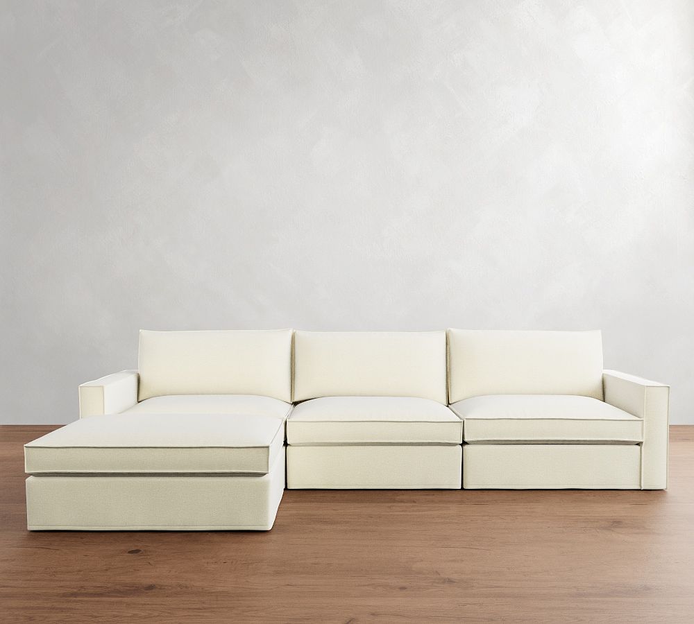 Westwood Square Arm Flange Edge Slipcovered Modular Chaise Sectional (143&quot;)