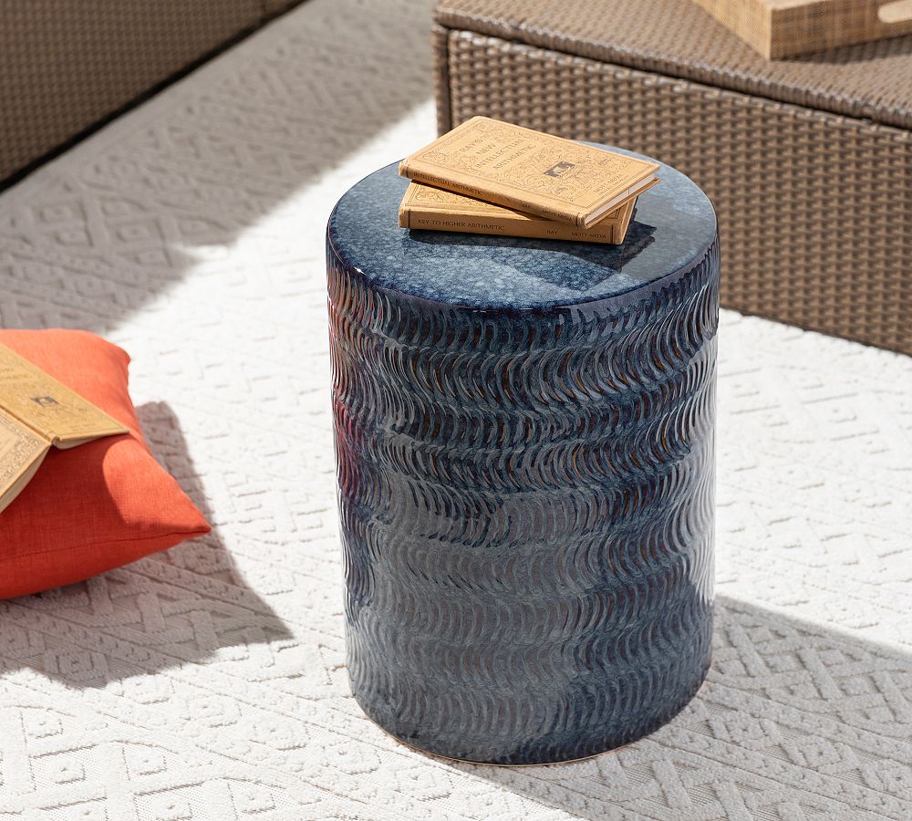 Open Box: Willow Ceramic Round Outdoor Accent Table (13&quot;)