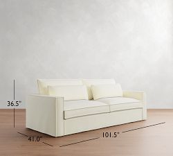 Westwood Square Arm Deep Seat Flange Edge Slipcovered Sofa (66&quot;-126&quot;)