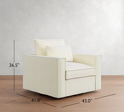 Westwood Square Arm Deep Seat Flange Edge Slipcovered Swivel Chair