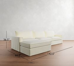Westwood Square Arm Flange Edge Slipcovered Modular Chaise Sectional (143&quot;)
