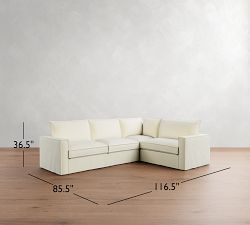 Westwood Square Arm Flange Edge Slipcovered 3-Piece Sectional (117&quot;)