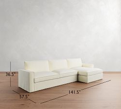 Westwood Square Arm Flange Edge Slipcovered Chaise Sectional (131&quot;-149&quot;)
