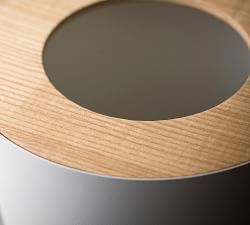 Yamazaki Round Wood Rim 1.8 Gallon Trash Can