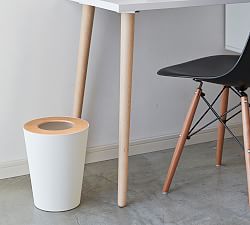 Yamazaki Round Wood Rim 1.8 Gallon Trash Can