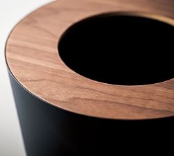 Yamazaki Round Wood Rim 1.8 Gallon Trash Can