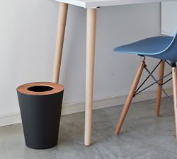 Yamazaki Round Wood Rim 1.8 Gallon Trash Can