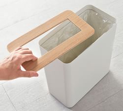 Yamazaki Slim Wood Rim 2.6 Gallon Trash Can