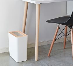 Yamazaki Slim Wood Rim 2.6 Gallon Trash Can