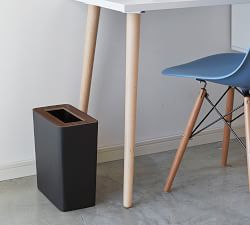 Yamazaki Slim Wood Rim 2.6 Gallon Trash Can