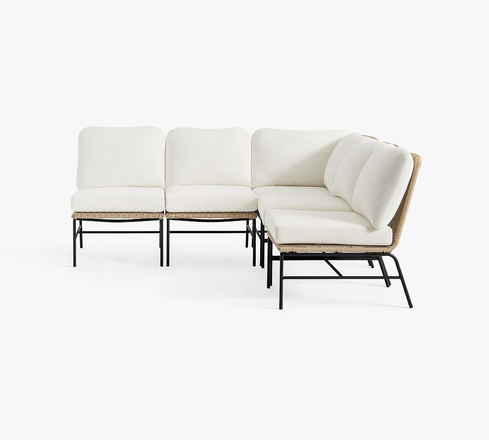 Tulum Wicker 5-Piece Armless L-Shaped Outdoor Sectional (96&quot;)