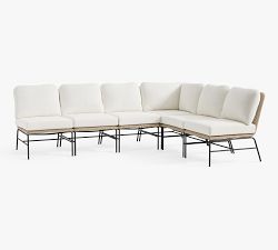 Tulum Wicker 6-Piece Armless L-Shaped Outdoor Sectional (128&quot;)