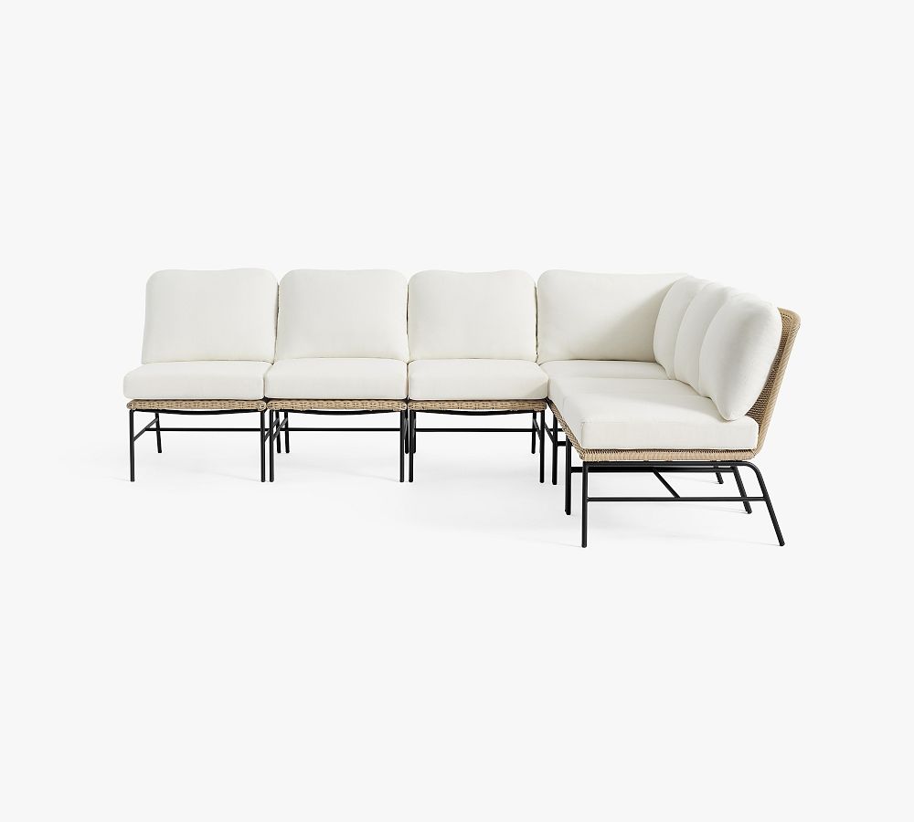 Tulum Wicker 6-Piece Armless L-Shaped Outdoor Sectional (128&quot;)