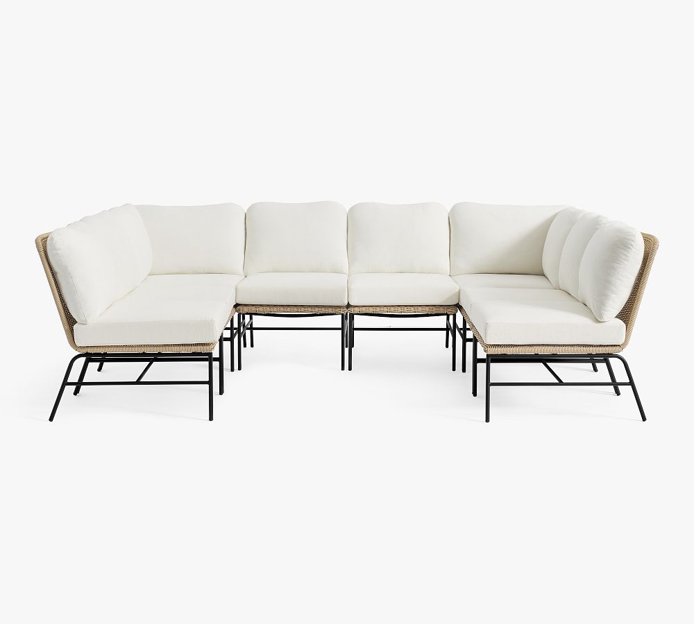 Tulum Wicker 8-Piece Armless U-Shaped Outdoor Sectional (128&quot;)