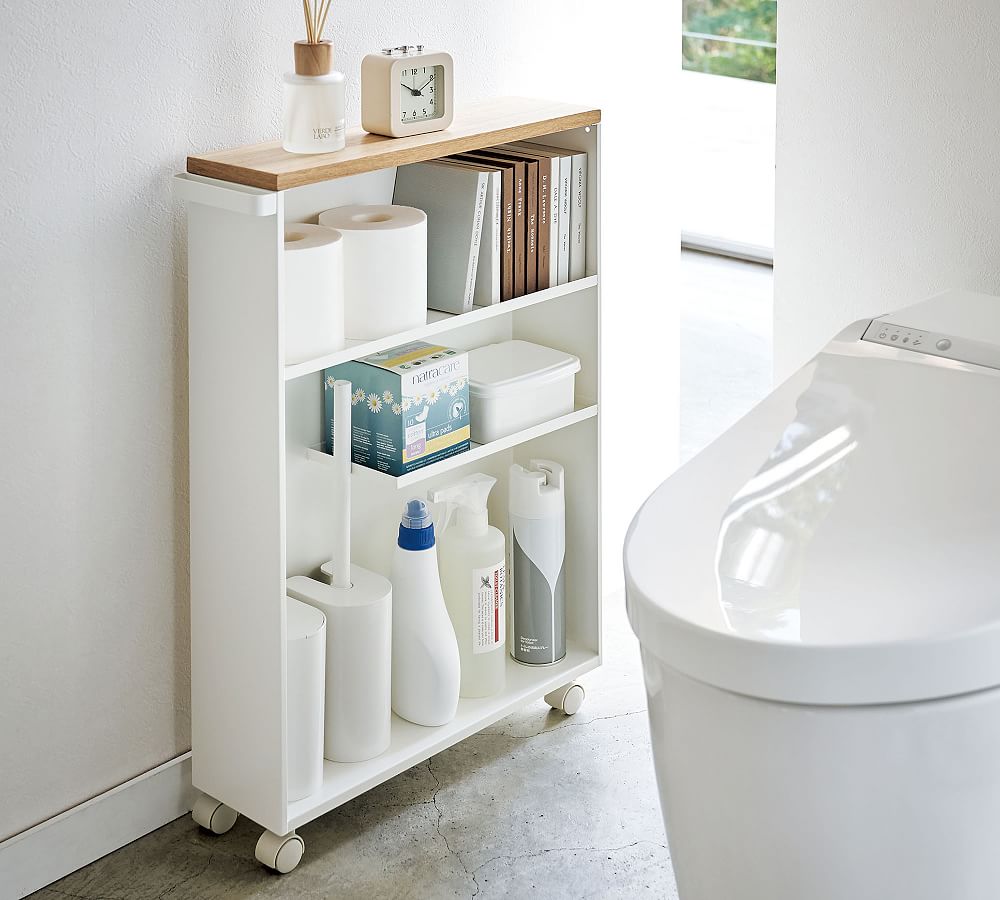 Yamazaki Slim Rolling Bathroom Cart with Handle
