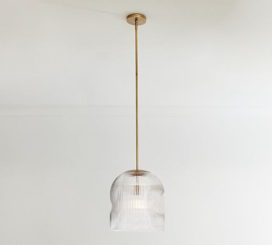Cooper Ribbed Glass Pendant (5"-14")
