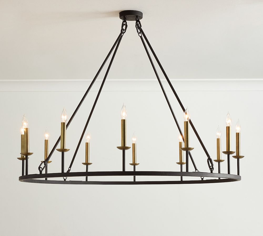 Open Box: Remington Iron Round Ceiling-Mounted Chandelier (50&quot;)