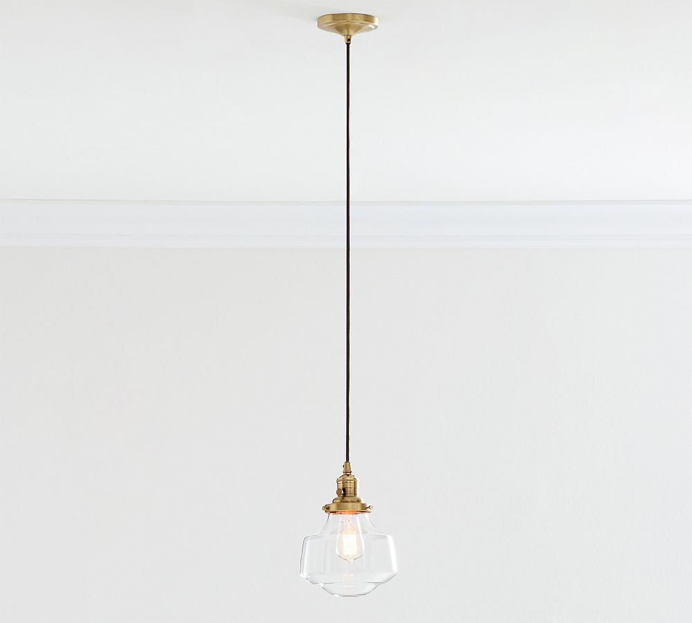 Schoolhouse Glass Cord Pendant (8&quot;-11&quot;)