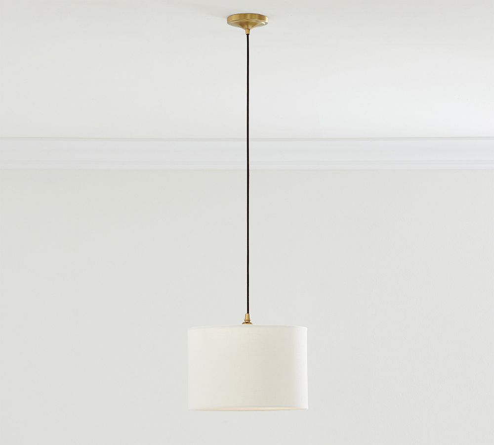 Linen Drum Shade Cord Pendant (10&quot;-14&quot;)