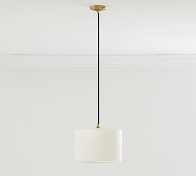 Linen Drum Shade Cord Pendant (10"-14")