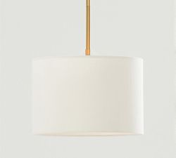 Linen Drum Shade Pole Pendant (10&quot;-14&quot;)