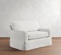 Cameron Square Arm Slipcovered Single Sleeper Sofa with Memory Foam Mattress (54&quot;&ndash;86&quot;)