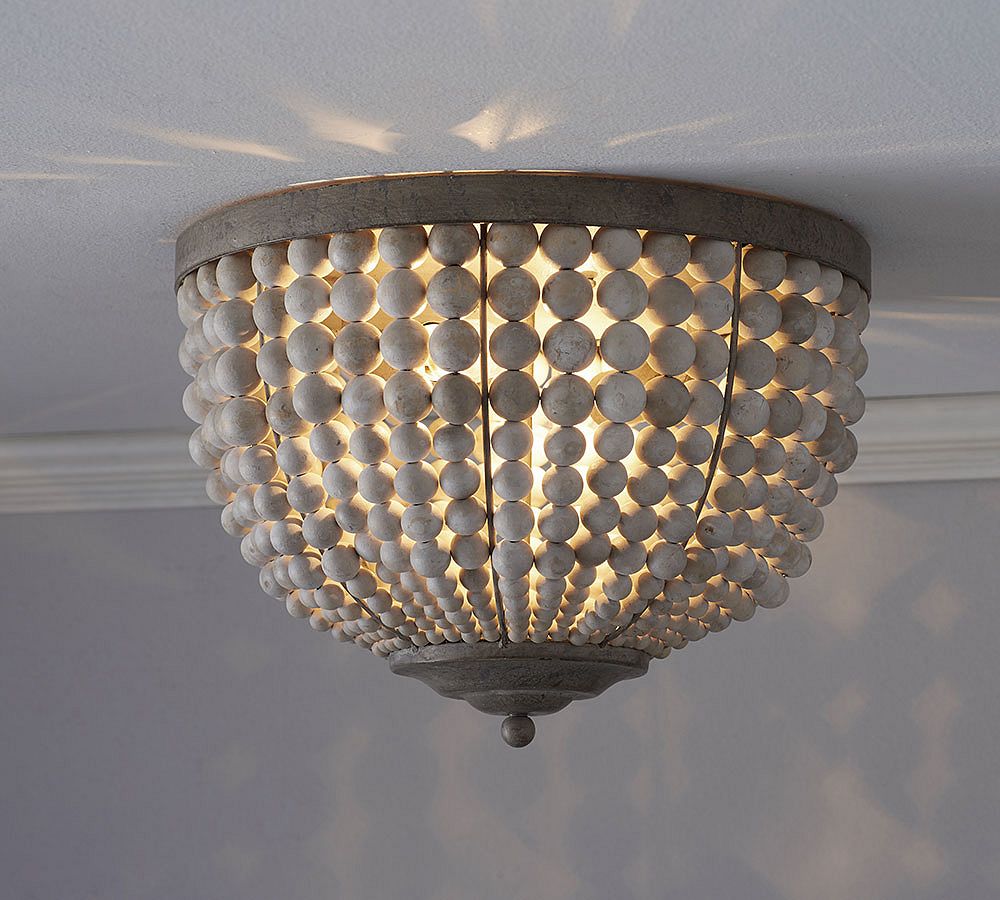 Leila Wood Bead Flush Mount (15&quot;)