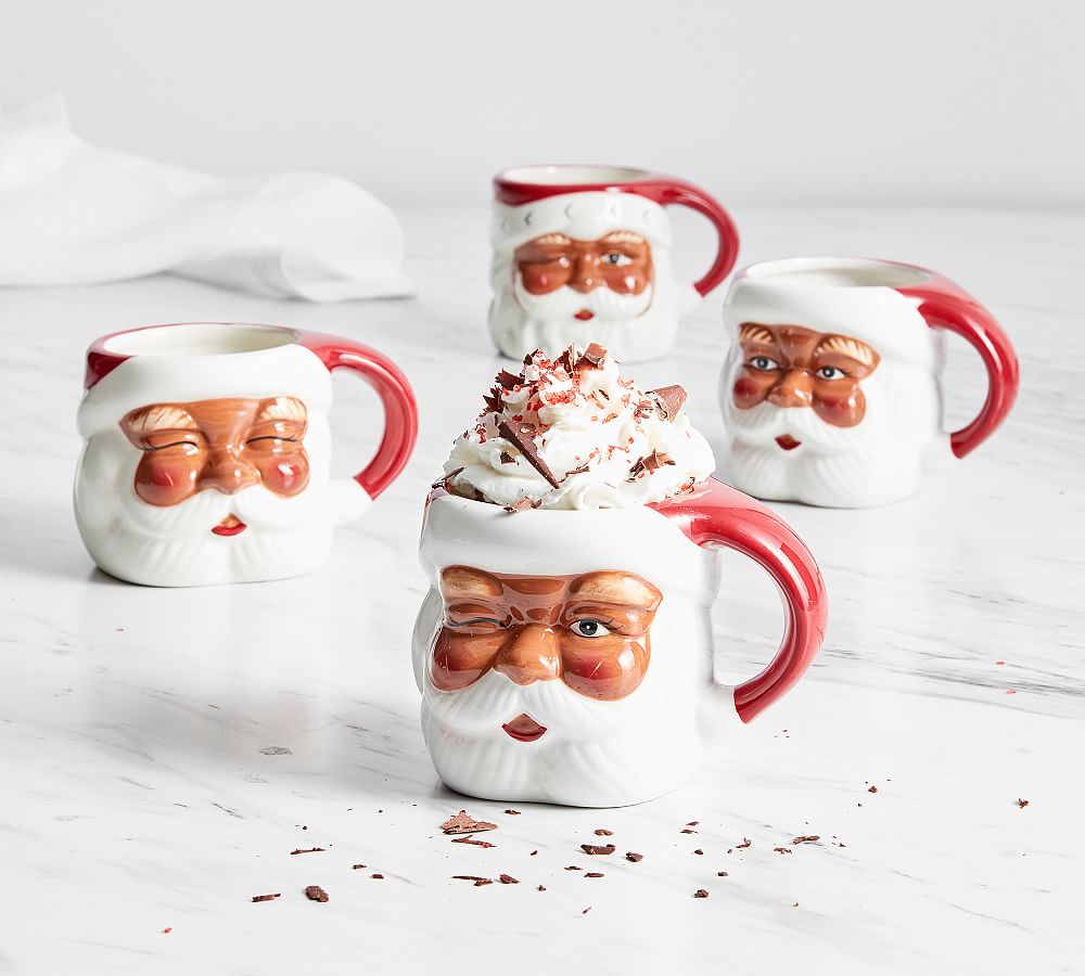 Santa Claus Shaped Handcrafted Ceramic Mugs