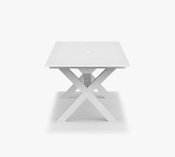 Indio Metal Rectangular X-Base Extendable Outdoor Dining Table, White (76&quot;)