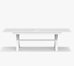 Indio Metal Rectangular X-Base Extendable Outdoor Dining Table, White (76&quot;)