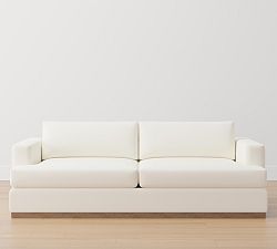 Open Box: Carmel Recessed Square Arm Upholstered Sofa with Wood Base