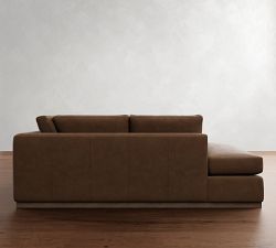 Carmel Slim Arm Leather Wood Base Return Bumper Sectional (110&quot;&ndash;122&quot;)